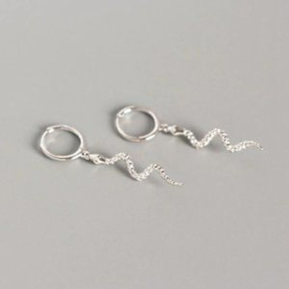 *NEW 925 Sterling Silver Swirl Drop Hoop Earrings - Picture 2 of 5